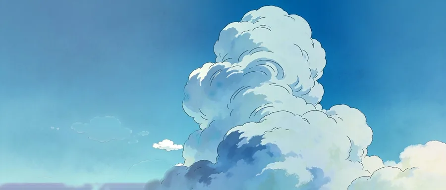 Gemalte Wolken-Komposition mit grossem Quellwolken-Turm